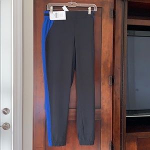 Black Windsor pant with royal blue stripe